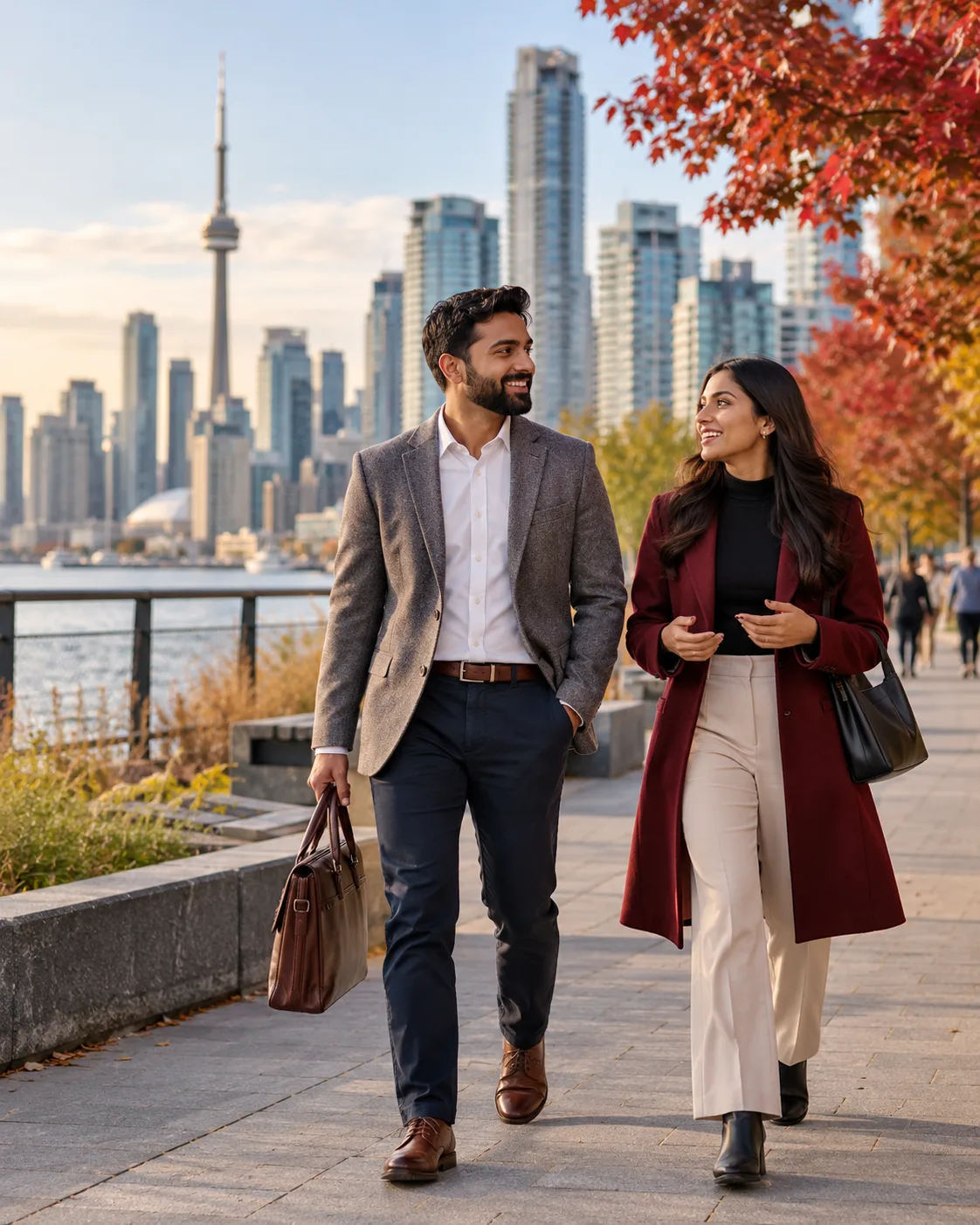 Professionals walking together in a Canadian city